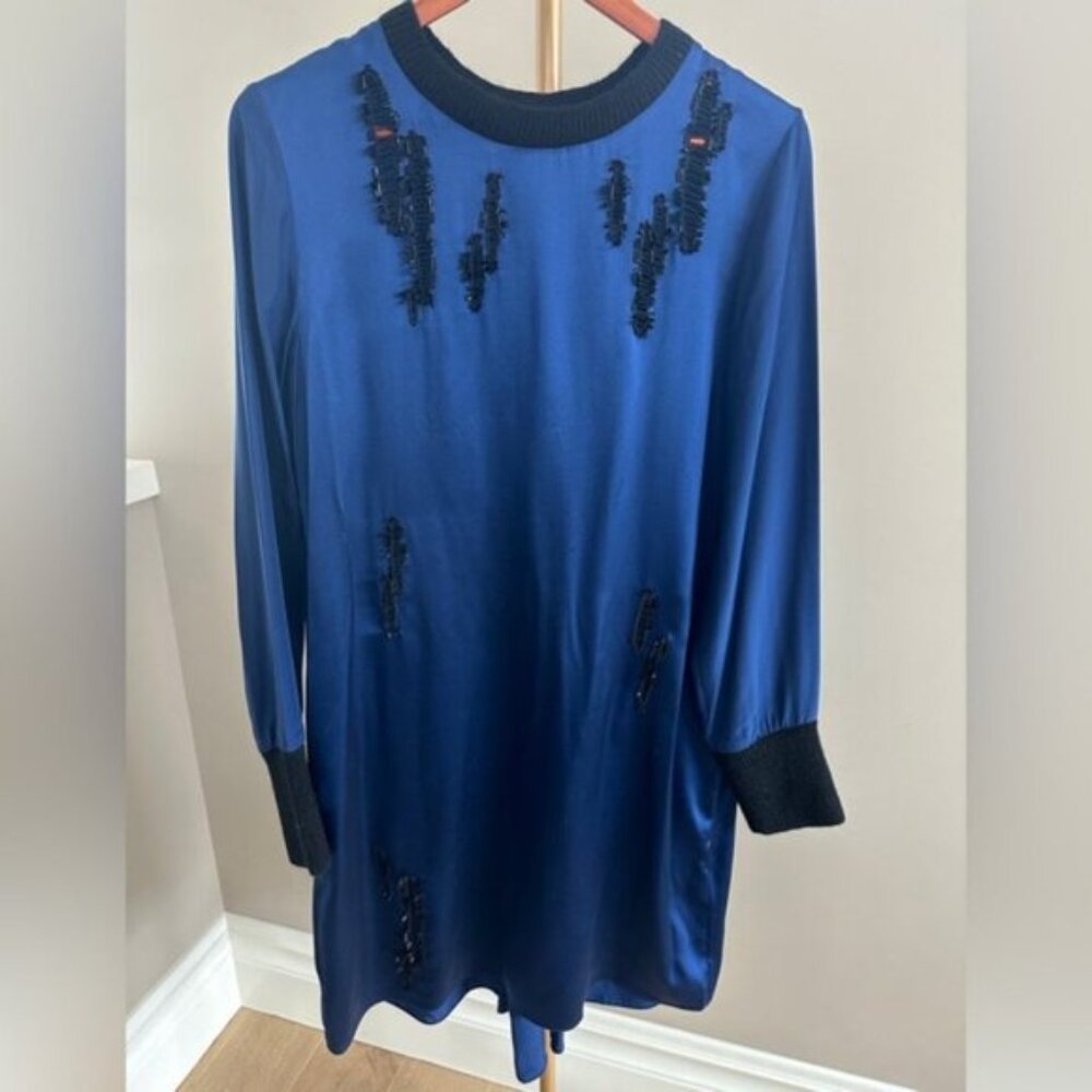 3.1 Phillip Lim Silk Beaded Dress with Mohair Cuffs - Size 6